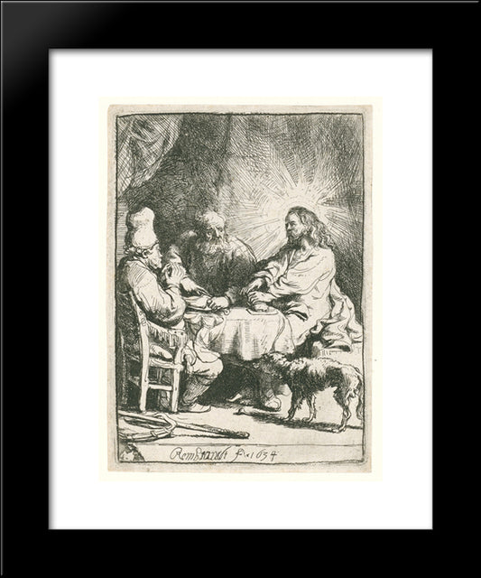 Christ At Emmaus 20x24 Black Modern Wood Framed Art Print Poster by Rembrandt