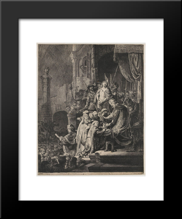 Christ Before Pilate 20x24 Black Modern Wood Framed Art Print Poster by Rembrandt