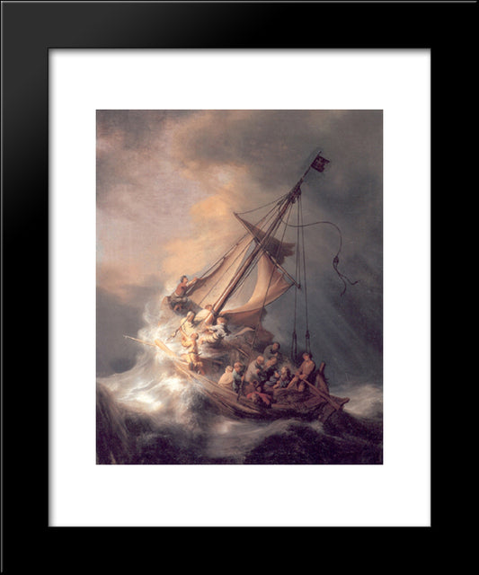 Christ In The Storm 20x24 Black Modern Wood Framed Art Print Poster by Rembrandt