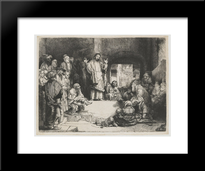 Christ Preaching 20x24 Black Modern Wood Framed Art Print Poster by Rembrandt