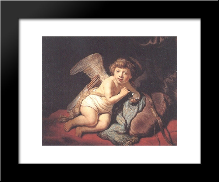 Cupid Blowing Soap Bubbles 20x24 Black Modern Wood Framed Art Print Poster by Rembrandt