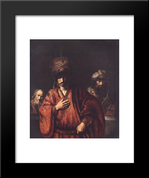 David And Uriah 20x24 Black Modern Wood Framed Art Print Poster by Rembrandt