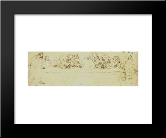 Drawing Of The Last Supper 20x24 Black Modern Wood Framed Art Print Poster by Rembrandt