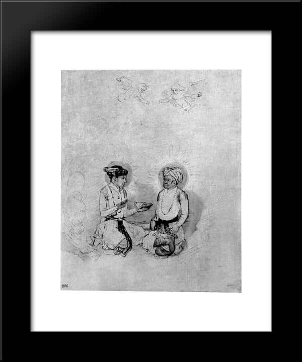 Emperor Akbar And His Son, The Future Eperor Djahangir 20x24 Black Modern Wood Framed Art Print Poster by Rembrandt