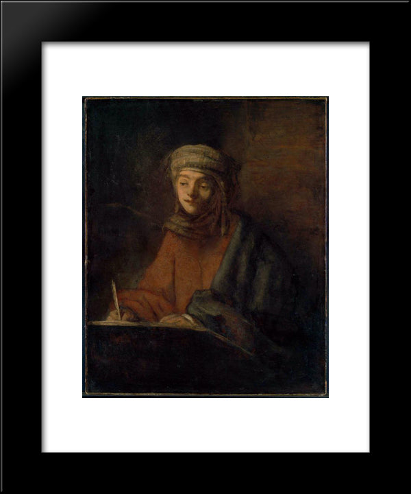 Evangelist Writing 20x24 Black Modern Wood Framed Art Print Poster by Rembrandt