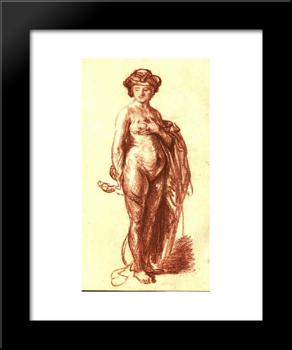 Female Nude With Snake (Cleopatra) 20x24 Black Modern Wood Framed Art Print Poster by Rembrandt