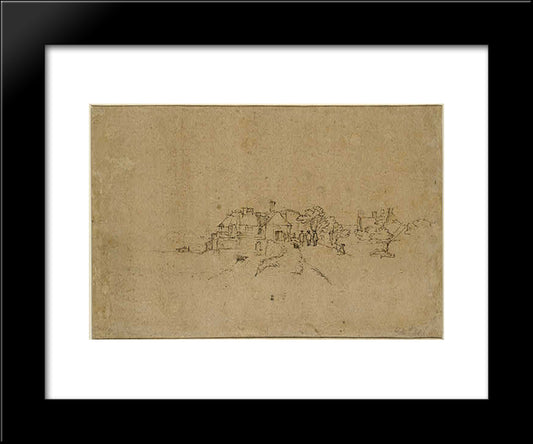 Figures On The Anthoniesdijk Entering Houtewael 20x24 Black Modern Wood Framed Art Print Poster by Rembrandt