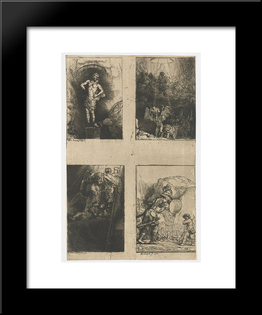 Four Illustrations To A Spanish Book 20x24 Black Modern Wood Framed Art Print Poster by Rembrandt