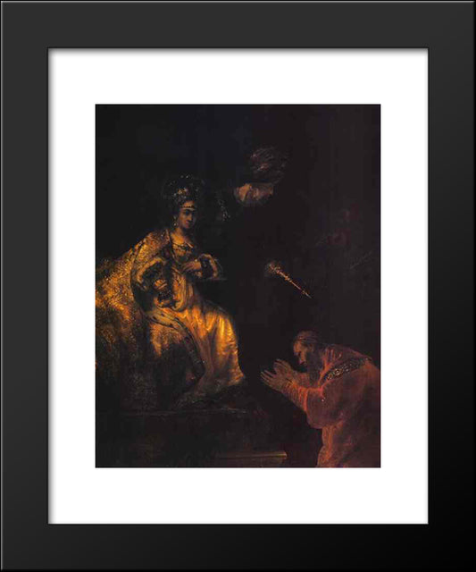 Haman Begging Esther For Mercy 20x24 Black Modern Wood Framed Art Print Poster by Rembrandt