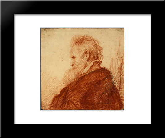 Head Of An Old Man 20x24 Black Modern Wood Framed Art Print Poster by Rembrandt