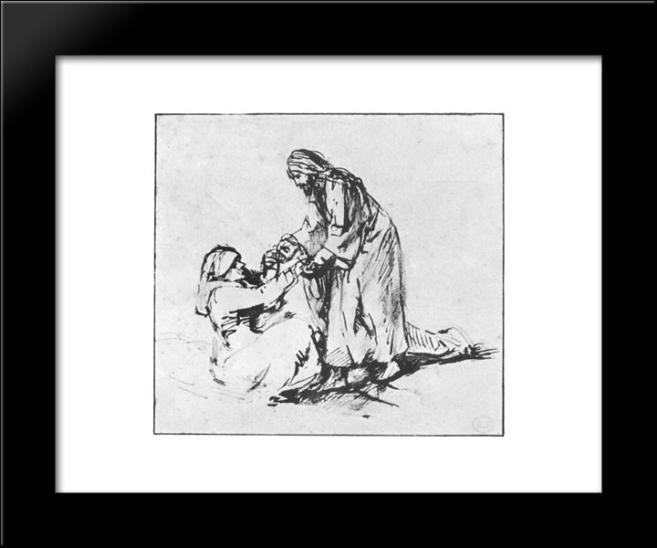 Healing Of Peter`S Mother In Law 20x24 Black Modern Wood Framed Art Print Poster by Rembrandt