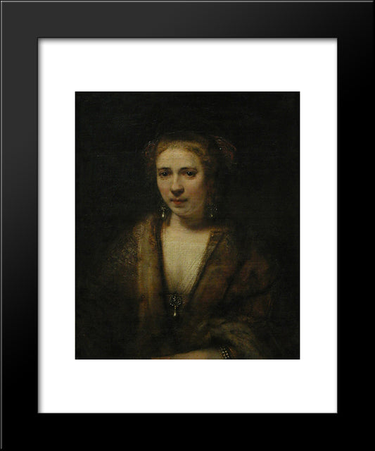 Hendrickje Stoffels In Velvet Beret 20x24 Black Modern Wood Framed Art Print Poster by Rembrandt