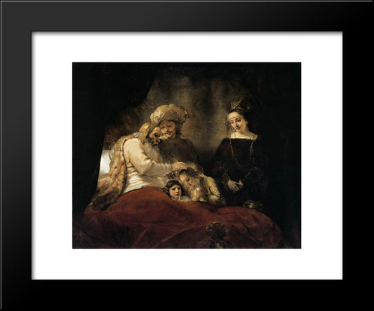 Jacob Blessing The Children Of Joseph 20x24 Black Modern Wood Framed Art Print Poster by Rembrandt