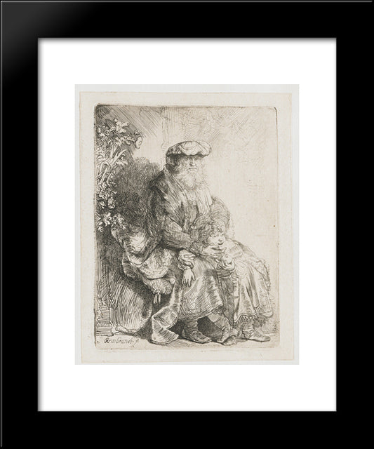 Jacob Caressing Benjamin 20x24 Black Modern Wood Framed Art Print Poster by Rembrandt