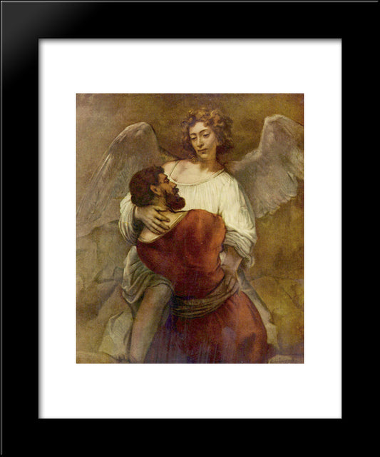 Jacob Wrestling With The Angel 20x24 Black Modern Wood Framed Art Print Poster by Rembrandt