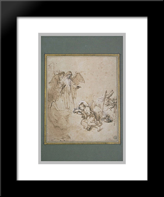 Jacob'S Dream 20x24 Black Modern Wood Framed Art Print Poster by Rembrandt