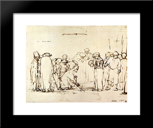 Jesus And The Adulteress 20x24 Black Modern Wood Framed Art Print Poster by Rembrandt