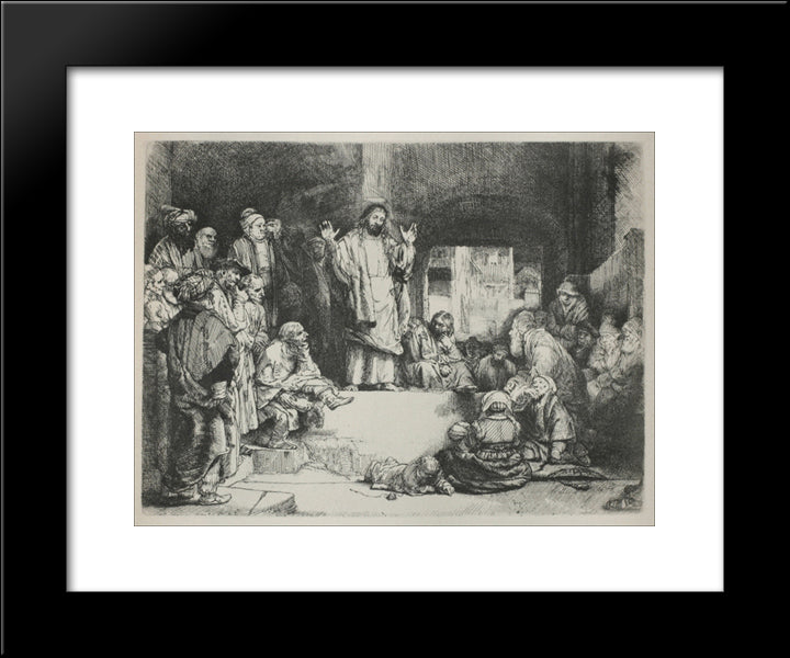 Jesus Preaching Called The La Tombe 20x24 Black Modern Wood Framed Art Print Poster by Rembrandt