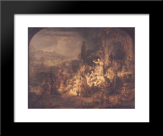 John The Baptist Preaching 20x24 Black Modern Wood Framed Art Print Poster by Rembrandt