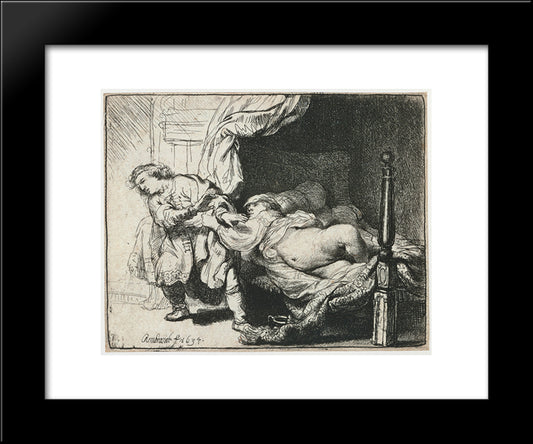 Joseph And Potiphar`S Wife 20x24 Black Modern Wood Framed Art Print Poster by Rembrandt