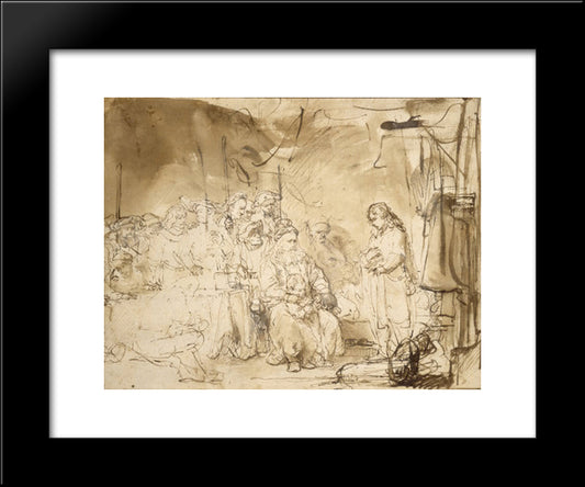 Joseph Recounting His Dreams 20x24 Black Modern Wood Framed Art Print Poster by Rembrandt