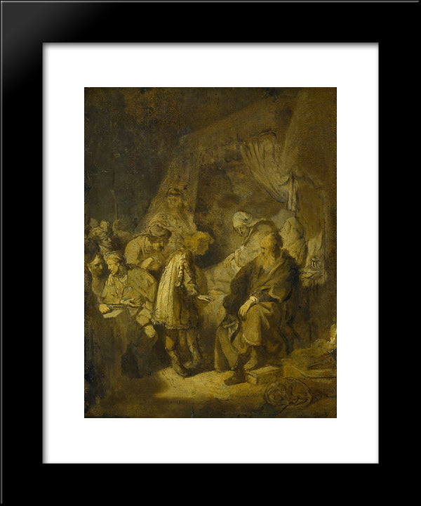 Joseph Tells His Dreams To His Parents And Brothers 20x24 Black Modern Wood Framed Art Print Poster by Rembrandt