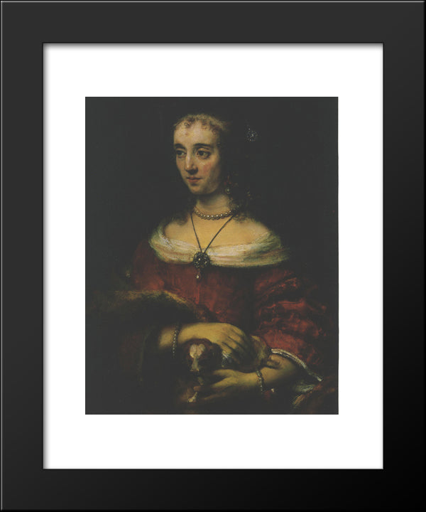 Lady With A Lap Dog 20x24 Black Modern Wood Framed Art Print Poster by Rembrandt