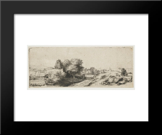 Landscape With A Fisherman 20x24 Black Modern Wood Framed Art Print Poster by Rembrandt