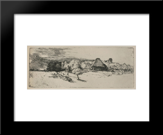 Landscape With A Ruined Tower And A Clear Foreground 20x24 Black Modern Wood Framed Art Print Poster by Rembrandt