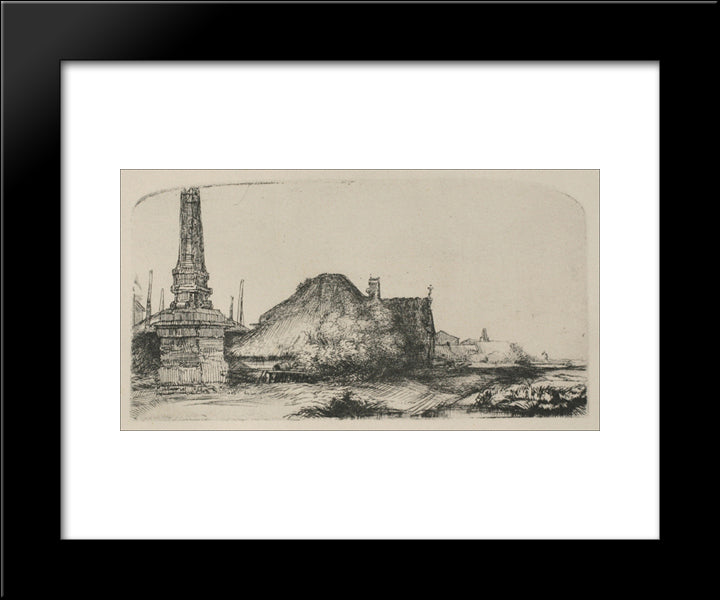 Landscape With An Obelisk 20x24 Black Modern Wood Framed Art Print Poster by Rembrandt