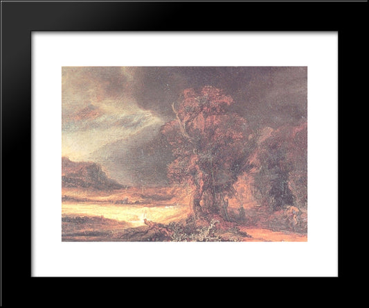 Landscape With The Good Smaritan 20x24 Black Modern Wood Framed Art Print Poster by Rembrandt