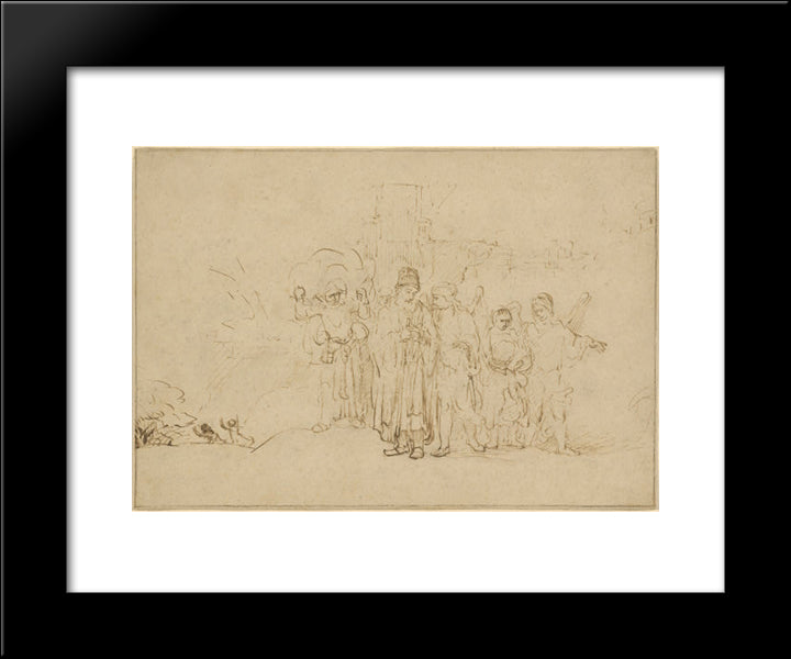 Lot And His Family Leaving Sodom 20x24 Black Modern Wood Framed Art Print Poster by Rembrandt