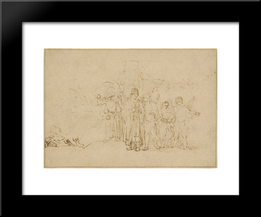 Lot And His Family Leaving Sodom 20x24 Black Modern Wood Framed Art Print Poster by Rembrandt