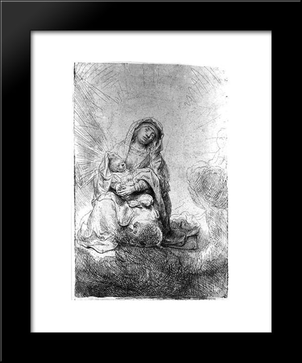 Madonna And Child In The Clouds 20x24 Black Modern Wood Framed Art Print Poster by Rembrandt