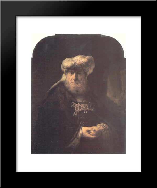 Man In Oriental Costume 20x24 Black Modern Wood Framed Art Print Poster by Rembrandt