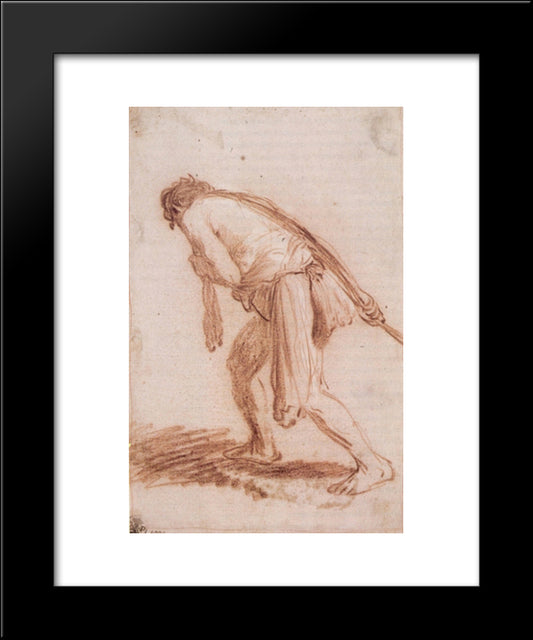 Man Pulling A Rope 20x24 Black Modern Wood Framed Art Print Poster by Rembrandt