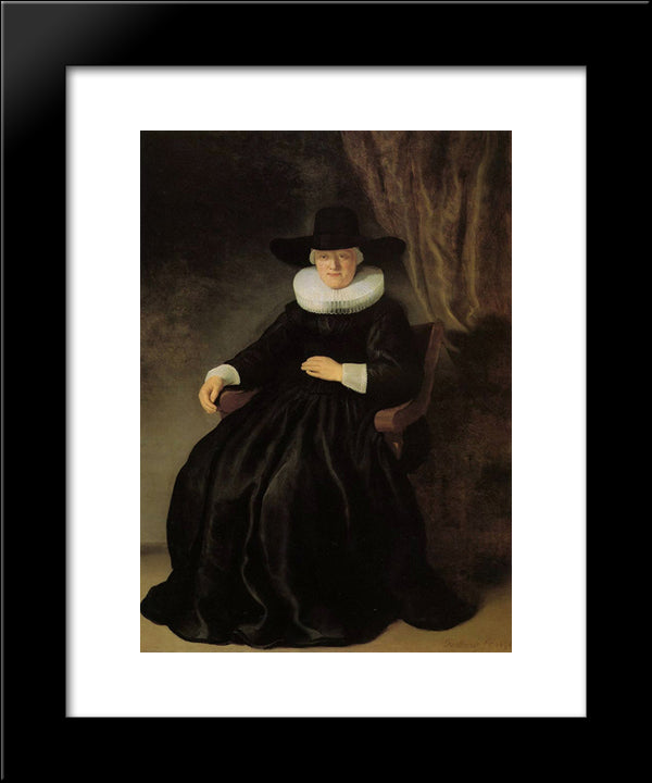 Maria Bockennolle, Wife Of Johannes Elison 20x24 Black Modern Wood Framed Art Print Poster by Rembrandt