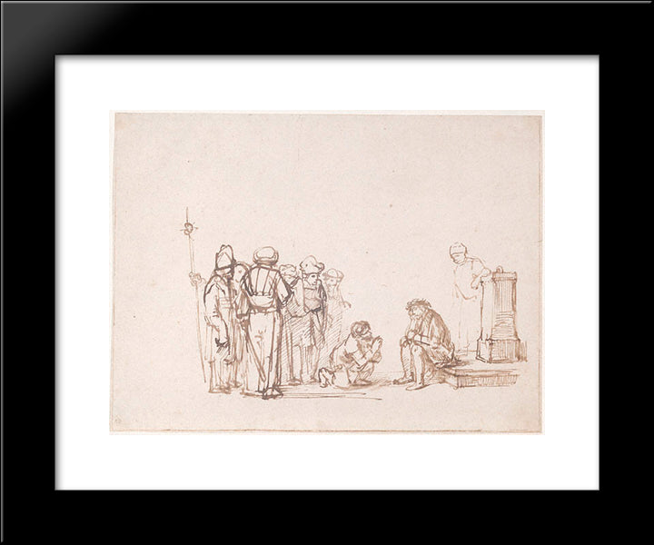 Mocking Of Christ 20x24 Black Modern Wood Framed Art Print Poster by Rembrandt