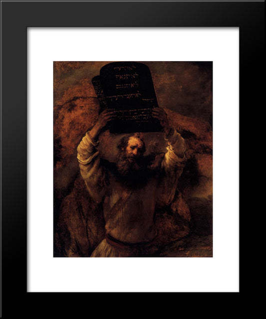 Moses Smashing The Tablets Of The Law 20x24 Black Modern Wood Framed Art Print Poster by Rembrandt