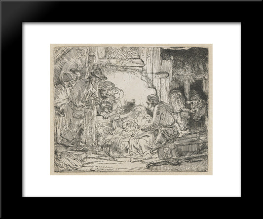 Nativity 20x24 Black Modern Wood Framed Art Print Poster by Rembrandt