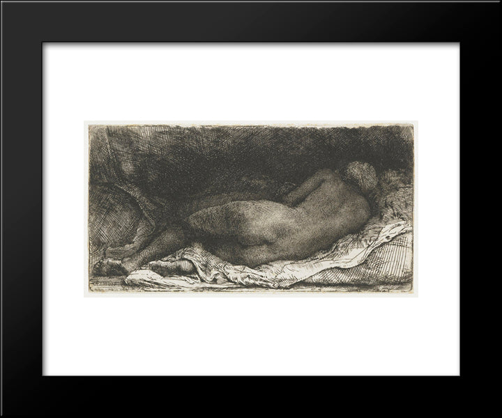 Negress Lying Down 20x24 Black Modern Wood Framed Art Print Poster by Rembrandt