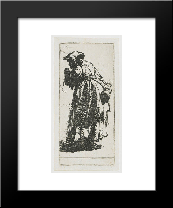 Old Beggar Woman With A Gourd 20x24 Black Modern Wood Framed Art Print Poster by Rembrandt