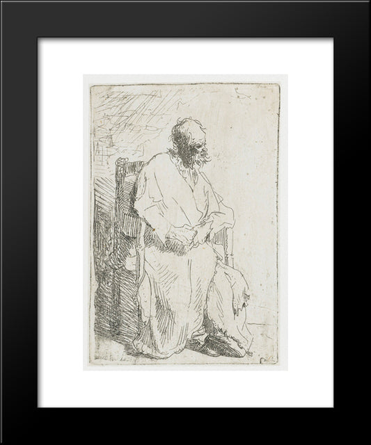 Old Man In A Long Cloak Sitting In An Armchair 20x24 Black Modern Wood Framed Art Print Poster by Rembrandt