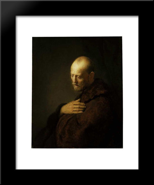 Old Man In Prayer 20x24 Black Modern Wood Framed Art Print Poster by Rembrandt