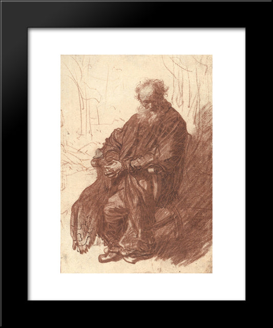 Old Man Seated In An Armchair, Full Length 20x24 Black Modern Wood Framed Art Print Poster by Rembrandt