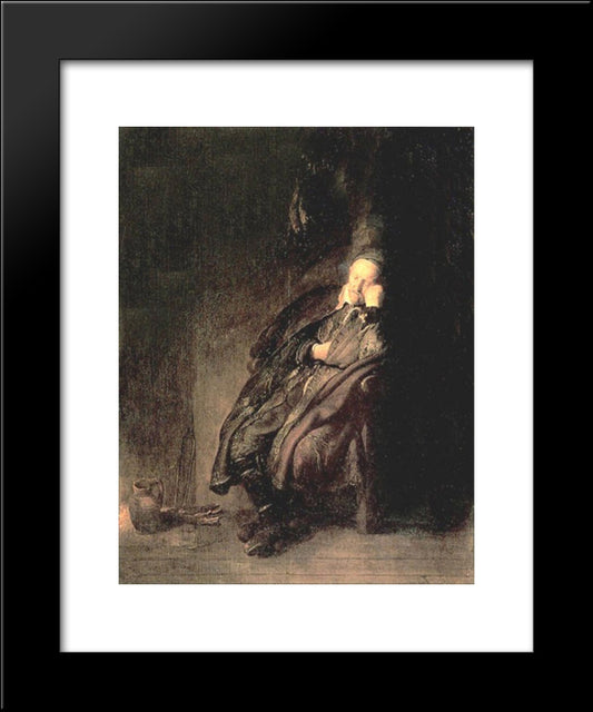 Old Man Sleeping 20x24 Black Modern Wood Framed Art Print Poster by Rembrandt