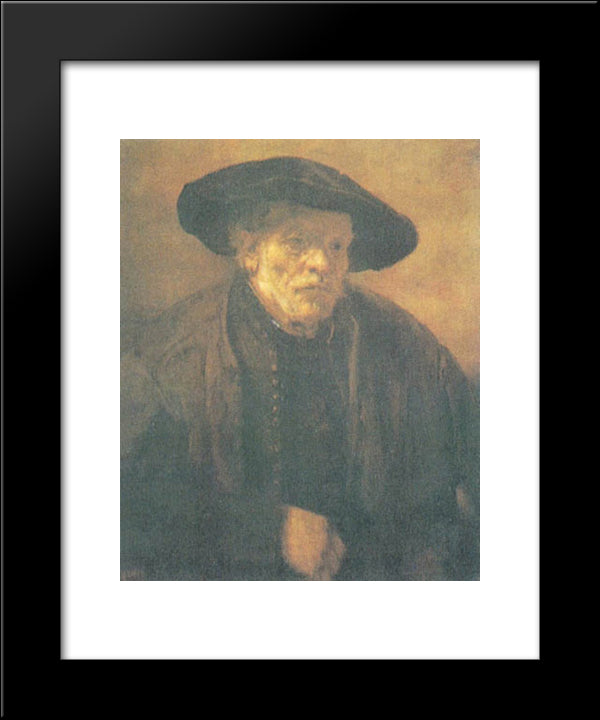 Old Man With A Beret 20x24 Black Modern Wood Framed Art Print Poster by Rembrandt