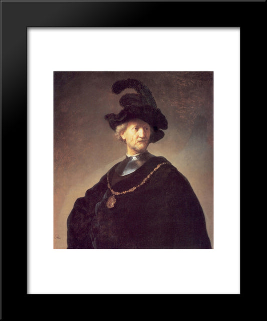 Old Man With A Black Hat And Gorget 20x24 Black Modern Wood Framed Art Print Poster by Rembrandt