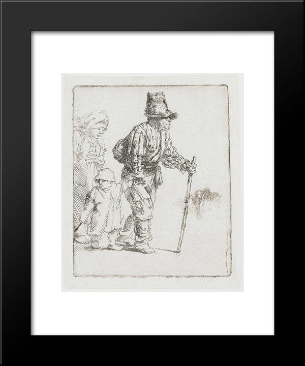 Peasant Family On The Tramp 20x24 Black Modern Wood Framed Art Print Poster by Rembrandt