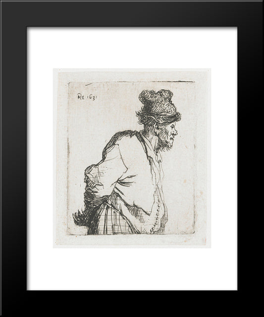 Peasant With His Hands Behind His Back 20x24 Black Modern Wood Framed Art Print Poster by Rembrandt